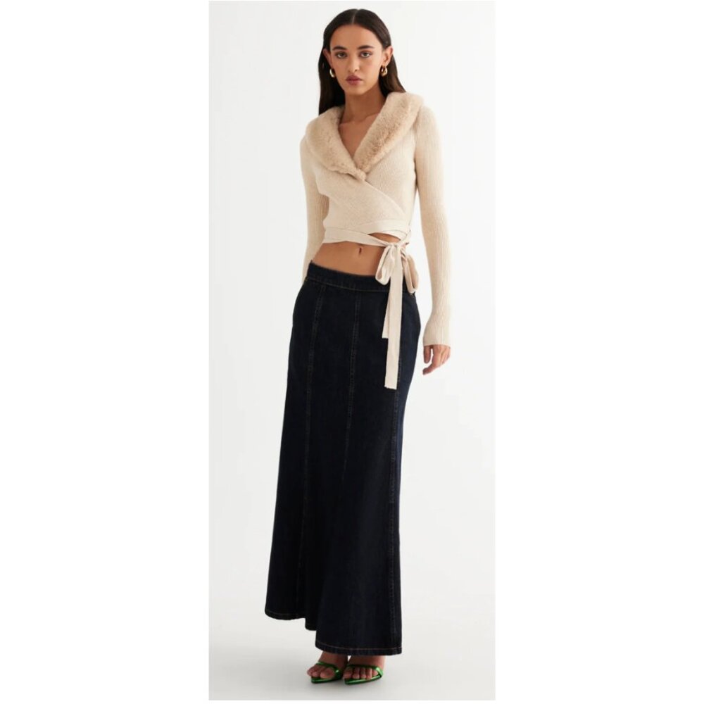 LIONESS Off Duty Wrap Top Beige